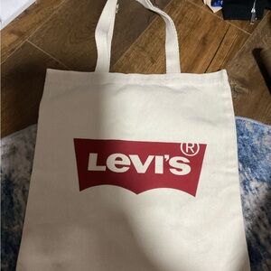 Levi's White Canvas Tote with Red Logo